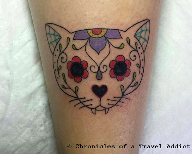 Dia de los Muertos Gato tattoo